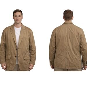 Target Cotton Twill Blazer‎ Mens XL Tan Khaki Dark Academia Workwear Jacket
